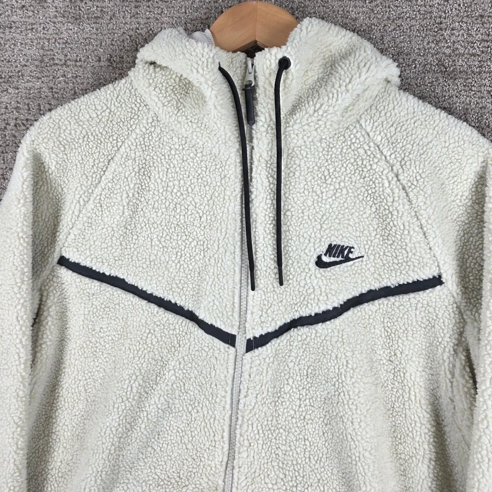 Nike Sportswear Tech Fleece Sherpa‎ ICON Hoodie Mens Large Cream Off-White Zip